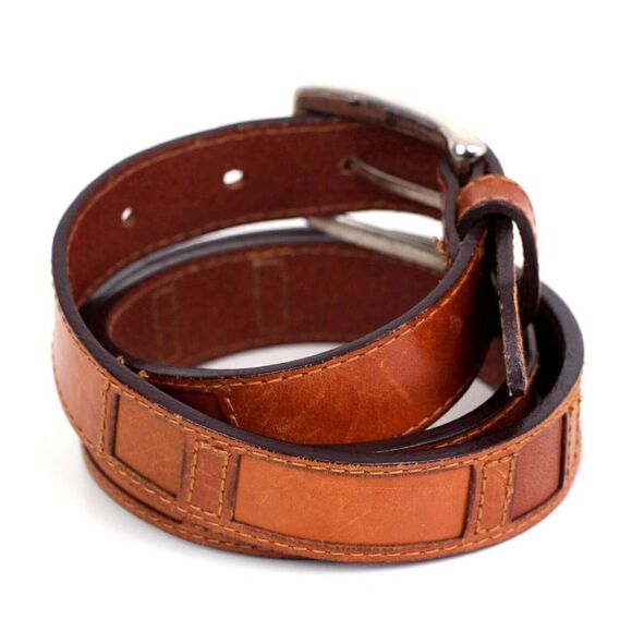 Fossil TAN BROWN GENUINE LEATHER 1"Wd CASUAL DRESS WOMEN'S BELT Sz M (P23 - Picture 5 of 13